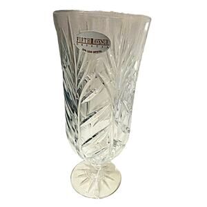 Vintage 4 Sets Of 2 Fifth Avenue 24% Lead Crystal Water Goblets Vases Leaf Cut